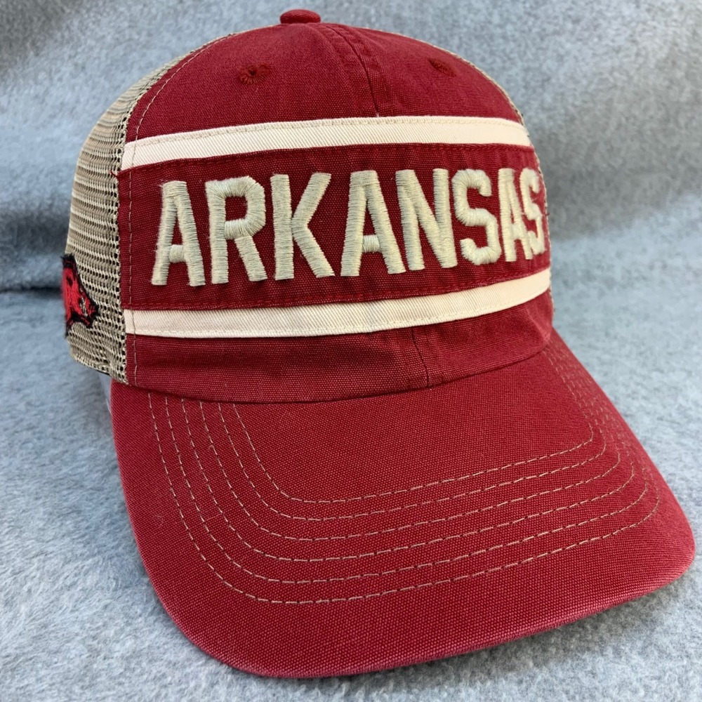 Arkansas Hogs Razorbacks Mens Red 47 Brand Trucker Hat Mesh Snapback Cap OSFA